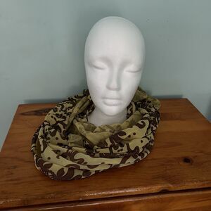 Zazou Bohemian Scarf Yellow‎ Chiffon Brown Details